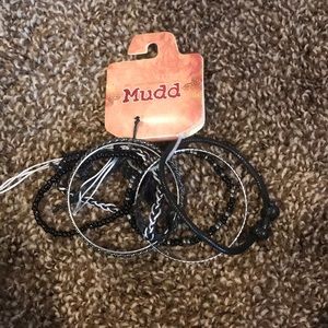 Mudd black and silver bracelets